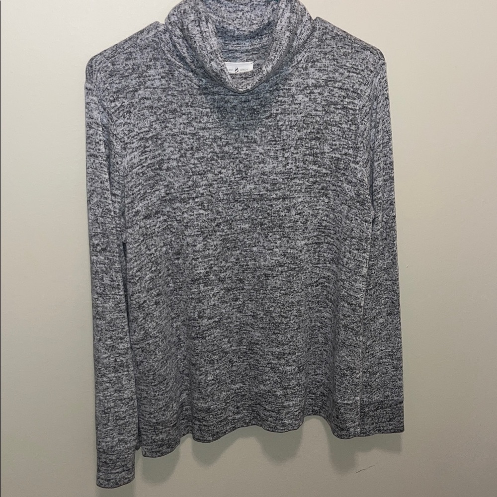 Lou & Grey Marbled Gray Cowl Neck Sweater